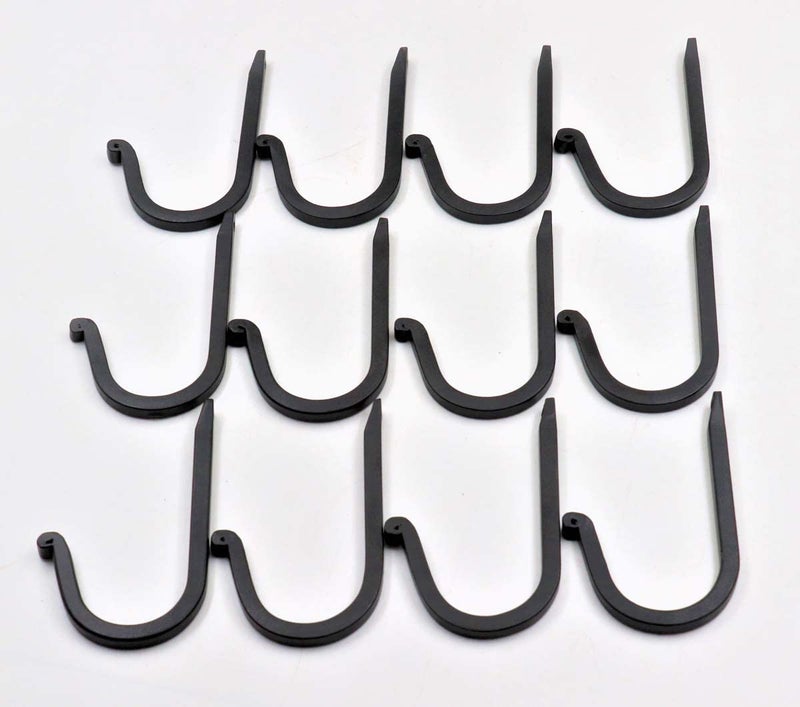 THDC Single Prong Wrought Iron Hooks, Vintage Hand Forged Iron Curved Metal Fasteners â€“ Decorative Colonial Wall DÃ©cor, Heavy Duty Wall Hooks, Hangers for Keys, Coats, Robe, Bags, Home, Kitchen (12) - Image 1